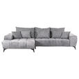 ECKSOFA  in Flachgewebe Hellgrau  205/300 cm  - Hellgrau/Schwarz, KONVENTIONELL, Textil/Metall (205/300cm) - Carryhome