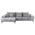 ECKSOFA in Flachgewebe Hellgrau  205/300 cm  - Hellgrau/Schwarz, KONVENTIONELL, Textil/Metall (205/300cm) - Carryhome