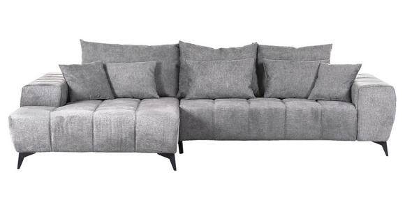 ECKSOFA  in Flachgewebe Hellgrau  205/300 cm  - Hellgrau/Schwarz, KONVENTIONELL, Textil/Metall (205/300cm) - Carryhome