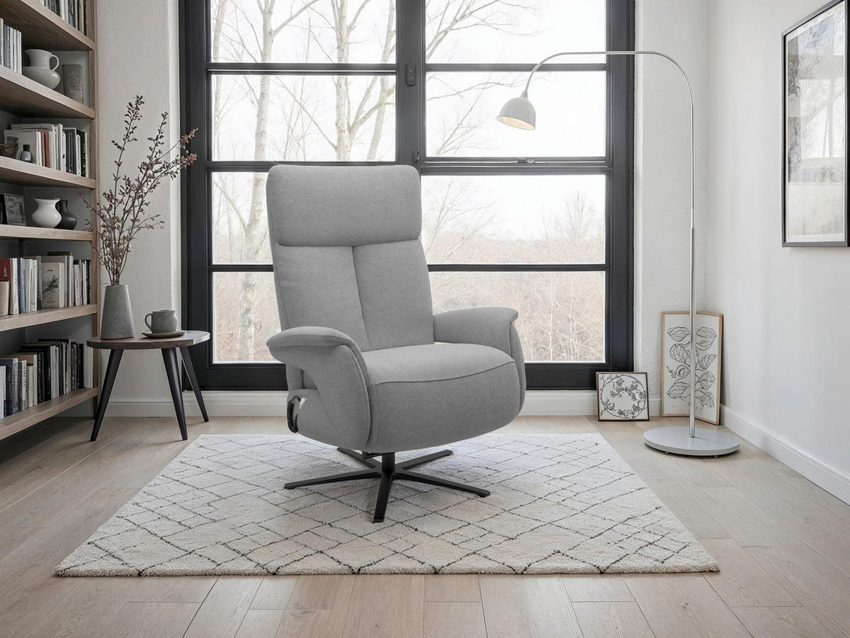 RELAXSESSEL TV TRIPLE SEVEN XTRA LARGE XL Mikrofaser Kopfteilverstellung, Fußteilverstellung, Rücken echt    - Schwarz/Grau, Basics, Textil/Metall (86/120/86cm) - Sit & More