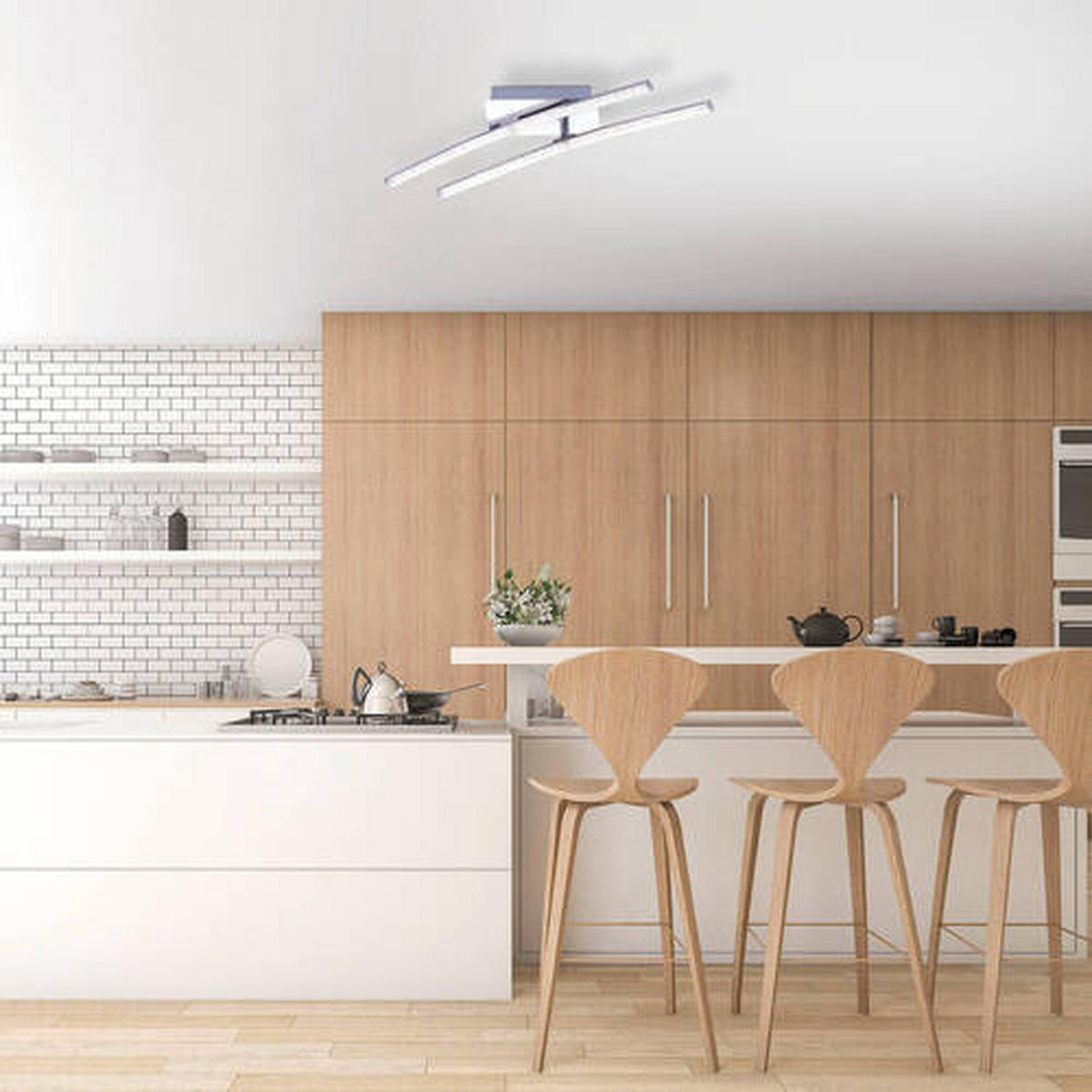 LED-DECKENLEUCHTE Simon 58/51/10 cm  - Chromfarben, Design, Metall (58/51/10cm)