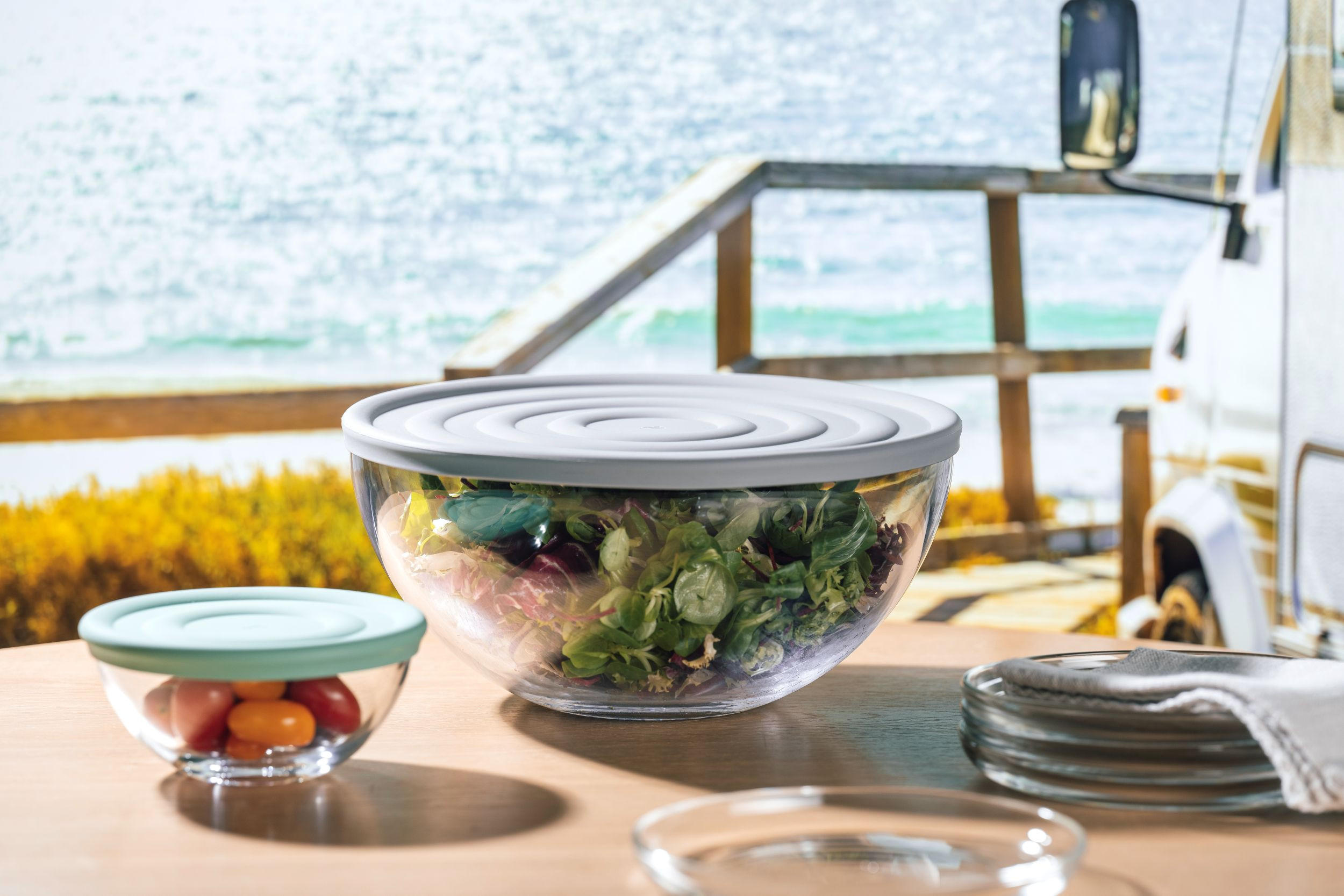 SCHÜSSEL CUCINA   - Transparent/Hellgrau, KONVENTIONELL, Glas/Kunststoff (27,6/13,00/27,6cm) - Leonardo