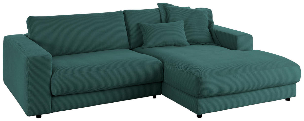 ECKSOFA in Cord Waldgrün  - Waldgrün/Schwarz, Design, Kunststoff/Textil (270/190cm) - Lomoco