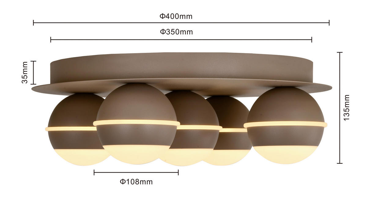 LED-DECKENLEUCHTE Biarritz 40/40/14 cm  - Sandfarben, Design, Kunststoff/Metall (40/40/14cm)