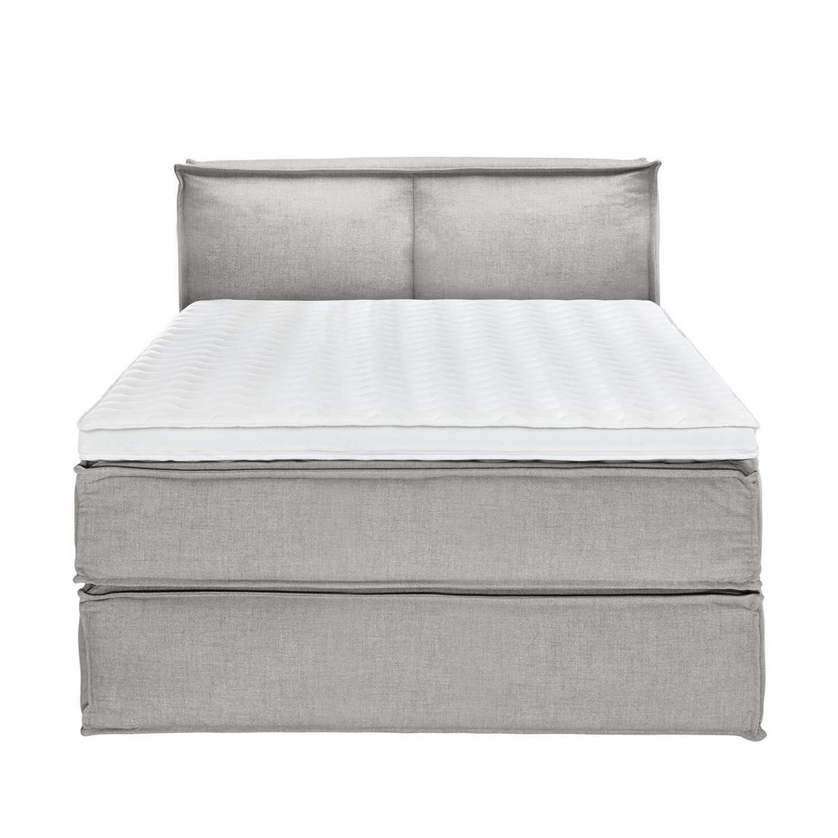 BOXSPRINGBETT 140/200 cm  in Hellgrau  - Hellgrau/Schwarz, Design, Textil (140/200cm) - home24