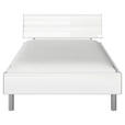 BETT 120/200 cm  in Weiß Hochglanz  - Weiß Hochglanz/Alufarben, Design, Holzwerkstoff/Metall (120/200cm) - Carryhome