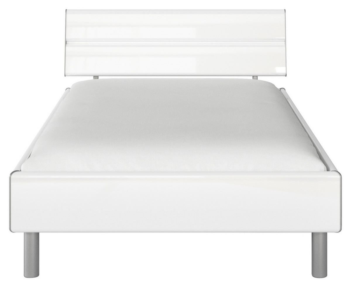 BETT 120/200 cm  in Weiß Hochglanz  - Weiß Hochglanz/Alufarben, Design, Metall (120/200cm) - Carryhome