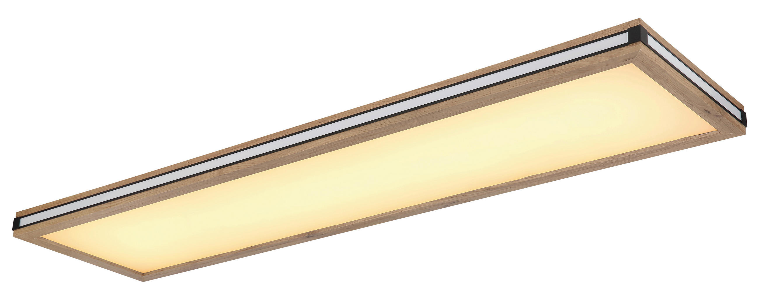 LED-DECKENLEUCHTE 24 W    120/30/7,5 cm  - Weiss/Dunkelbraun, Natur, Holzwerkstoff/Kunststoff (120/30/7,5cm) - Globo