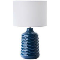 STOLNÍ LAMPA, E14, 25/42 cm  - bílá/modrá, Trend, textil/keramika (25/42cm)