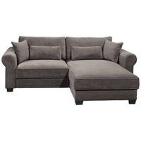 ECKSOFA in Cord Mokka  - Schwarz/Mokka, Basics, Kunststoff/Textil (255/92/185cm) - MID.YOU