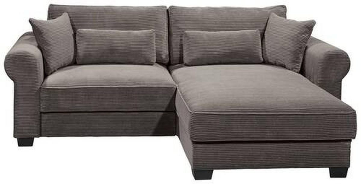 ECKSOFA in Cord Mokka  - Schwarz/Mokka, Basics, Kunststoff/Textil (255/92/185cm) - MID.YOU
