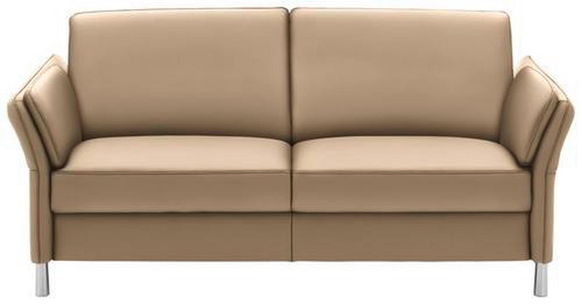 3-SITS SOFFA i äkta läder beige  - beige/aluminiumfärg, Design, metall/läder (190/82/99cm) - Dieter Knoll