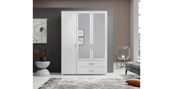 KLEIDERSCHRANK  in Weiß  - Alufarben/Weiß, KONVENTIONELL, Glas/Holzwerkstoff (125/190/51cm) - Carryhome