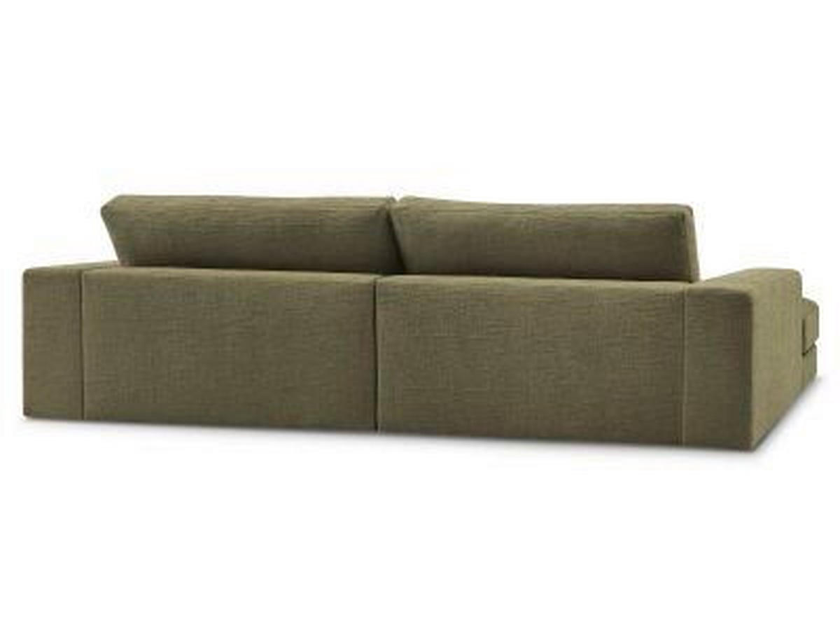 ECKSOFA Ottomane rechts  LEONARD Grün Struktur  - Schwarz/Grün, MODERN, Kunststoff/Textil (234/159cm)