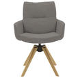 ARMLEHNSTUHL  Sitzfläche 360° drehbar, mit Griff Flachgewebe  Anthrazit  - Eichefarben/Anthrazit, Design, Holz/Textil (62/90/68cm) - Valnatura