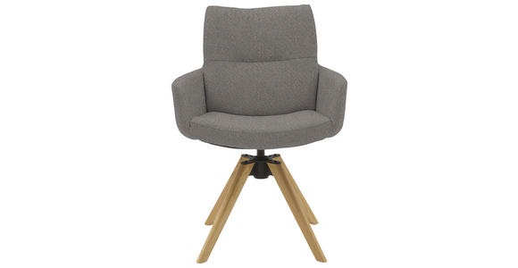 ARMLEHNSTUHL  Sitzfläche 360° drehbar, mit Griff Flachgewebe  Anthrazit  - Eichefarben/Anthrazit, Design, Holz/Textil (62/90/68cm) - Valnatura