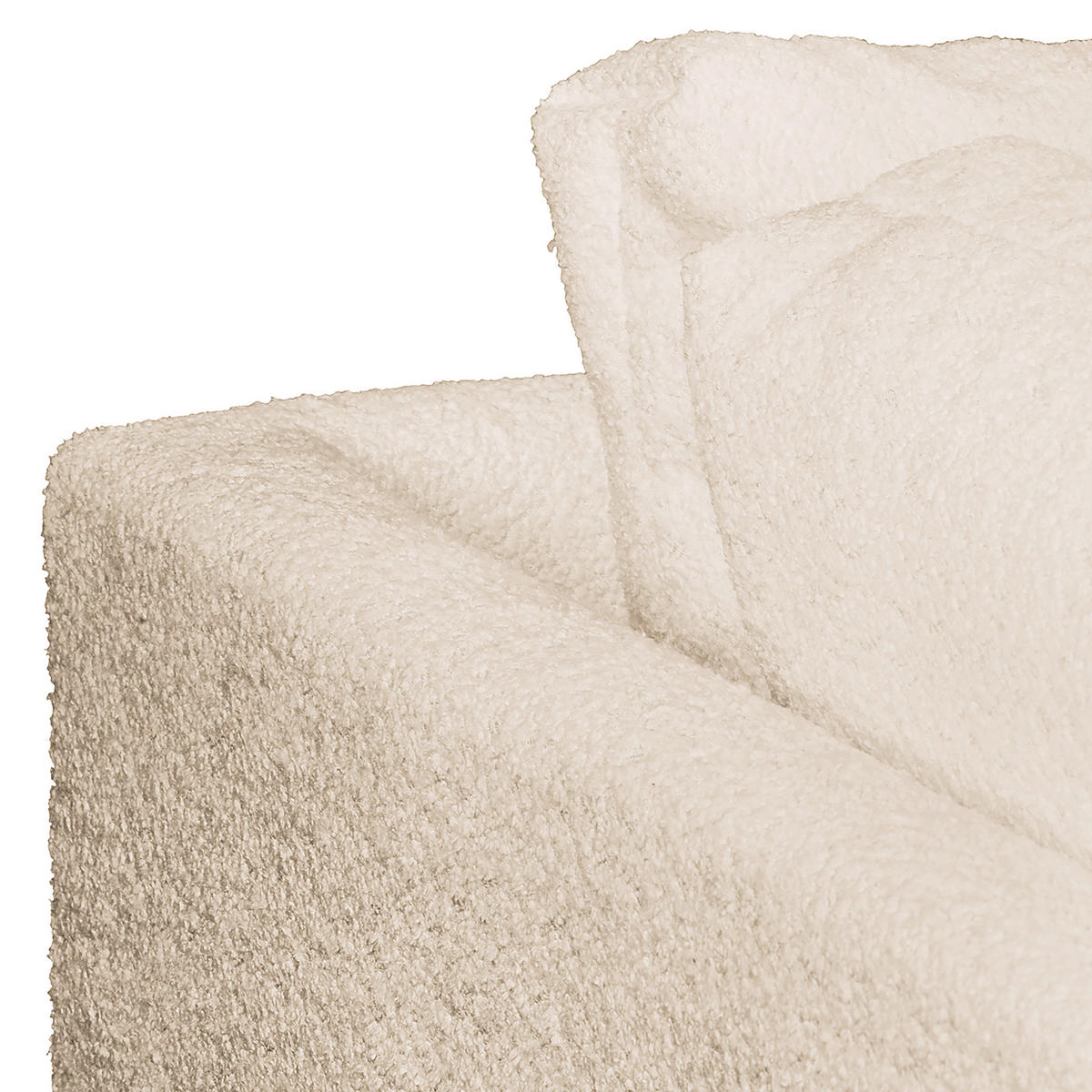 ECKSOFA inkl. Hocker Ariella Weiß Bouclé  - Naturfarben/Weiß, Design, Holz/Textil (161/231cm) - Livetastic