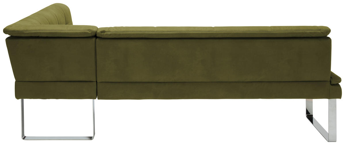 ECKBANK 213/174 cm  in Grün, Chromfarben  - Chromfarben/Beige, Design, Textil/Metall (213/174cm) - Novel