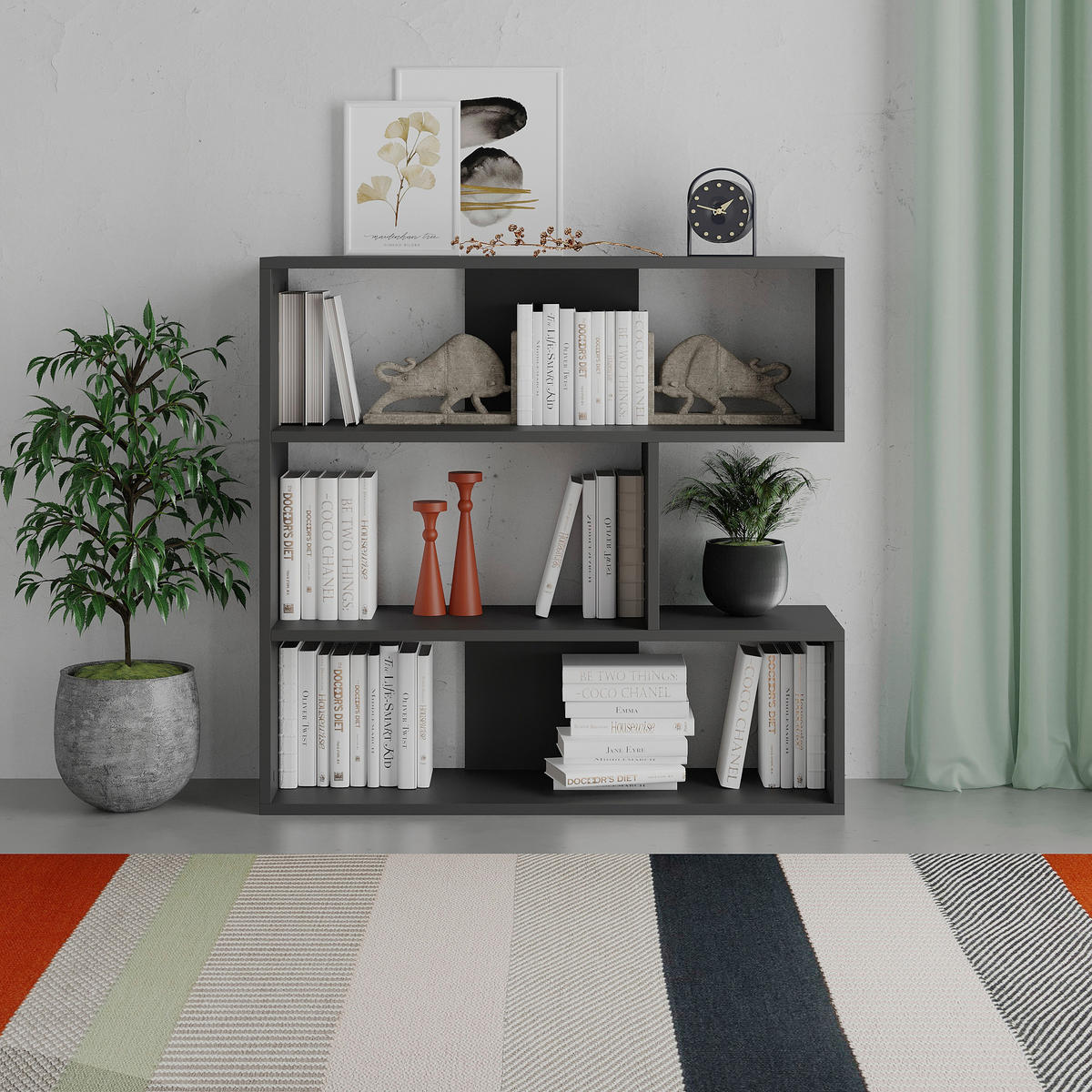 BÜCHERWAND  94/89/30 cm Anthrazit  - Anthrazit, Design, Holzwerkstoff (94/89/30cm) - Livetastic