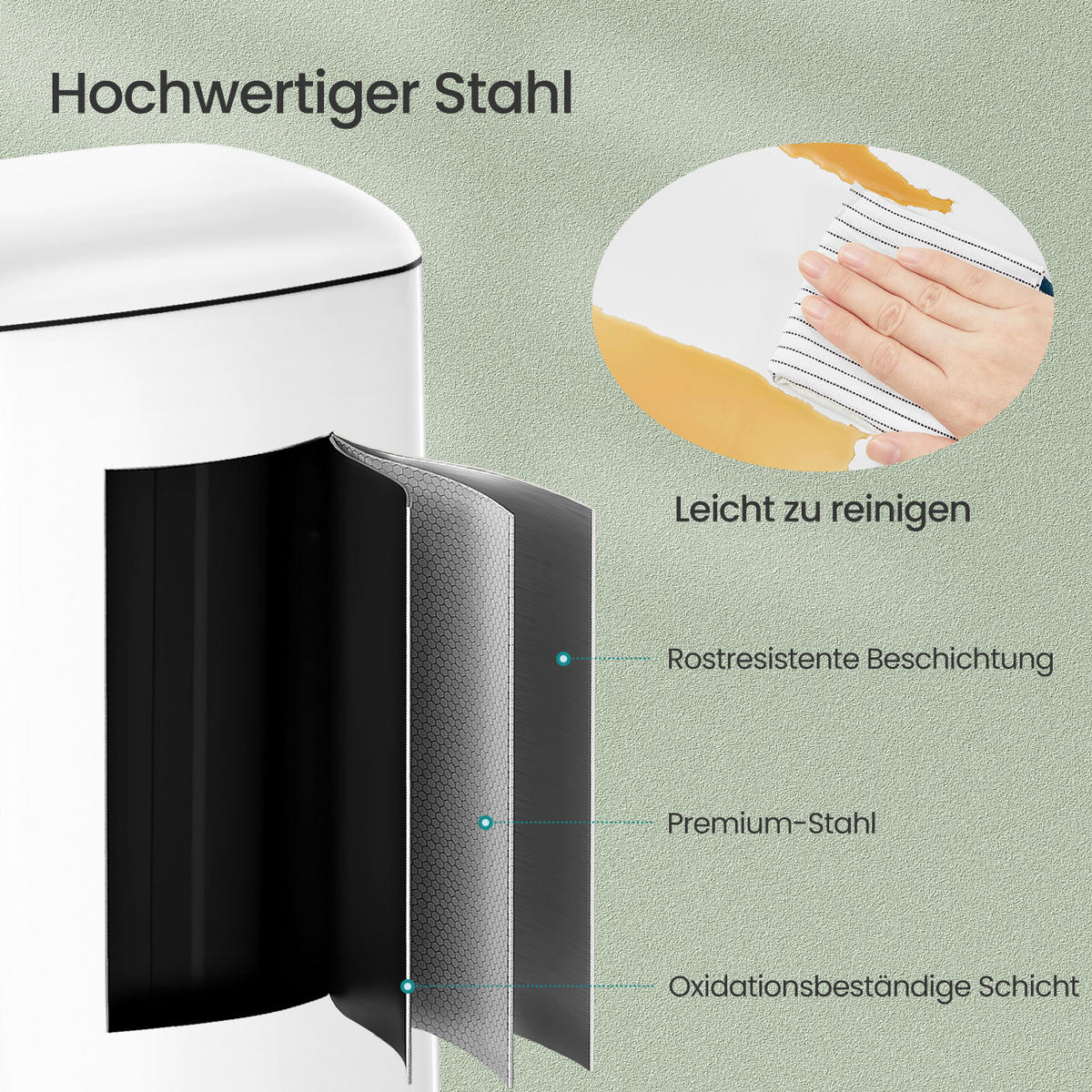 ABFALLSAMMLER 30 L  - Schwarz/Weiß, Basics, Kunststoff/Metall (34,5/62/32,5cm)