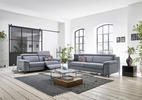 DREISITZER-SOFA Pastellblau  - Pastellblau/Schwarz, Design, Textil/Metall (218/84-104/104cm) - Valdera