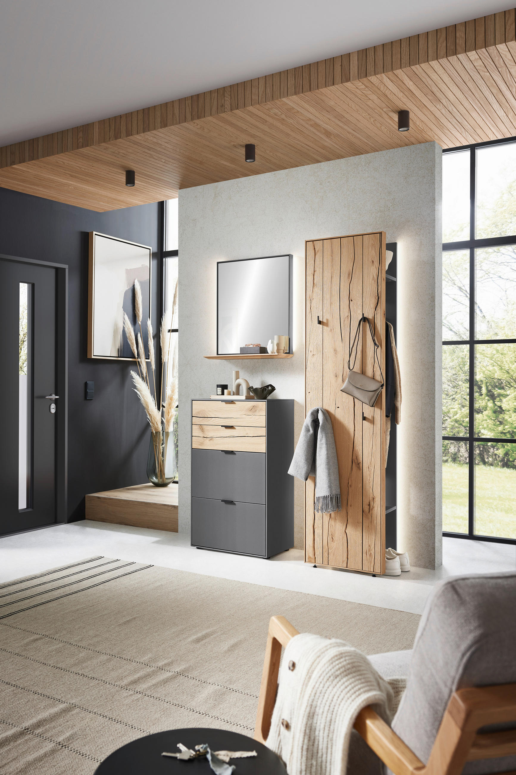 GARDEROBE 2-teilig  in 51,9/205,5/37,1 cm  - Eichefarben/Graphitfarben, Design, Holz/Holzwerkstoff (51,9/205,5/37,1cm) - Dieter Knoll