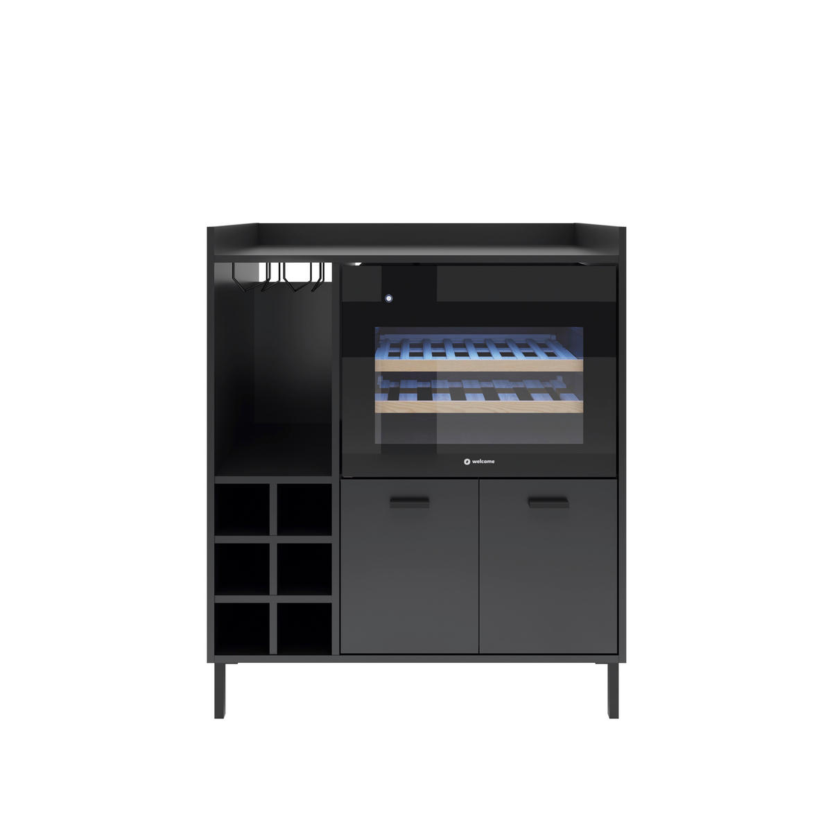 BARSCHRANK in Schwarz  - Schwarz, Trend, Holzwerkstoff/Metall (90/105/58cm) - MID.YOU