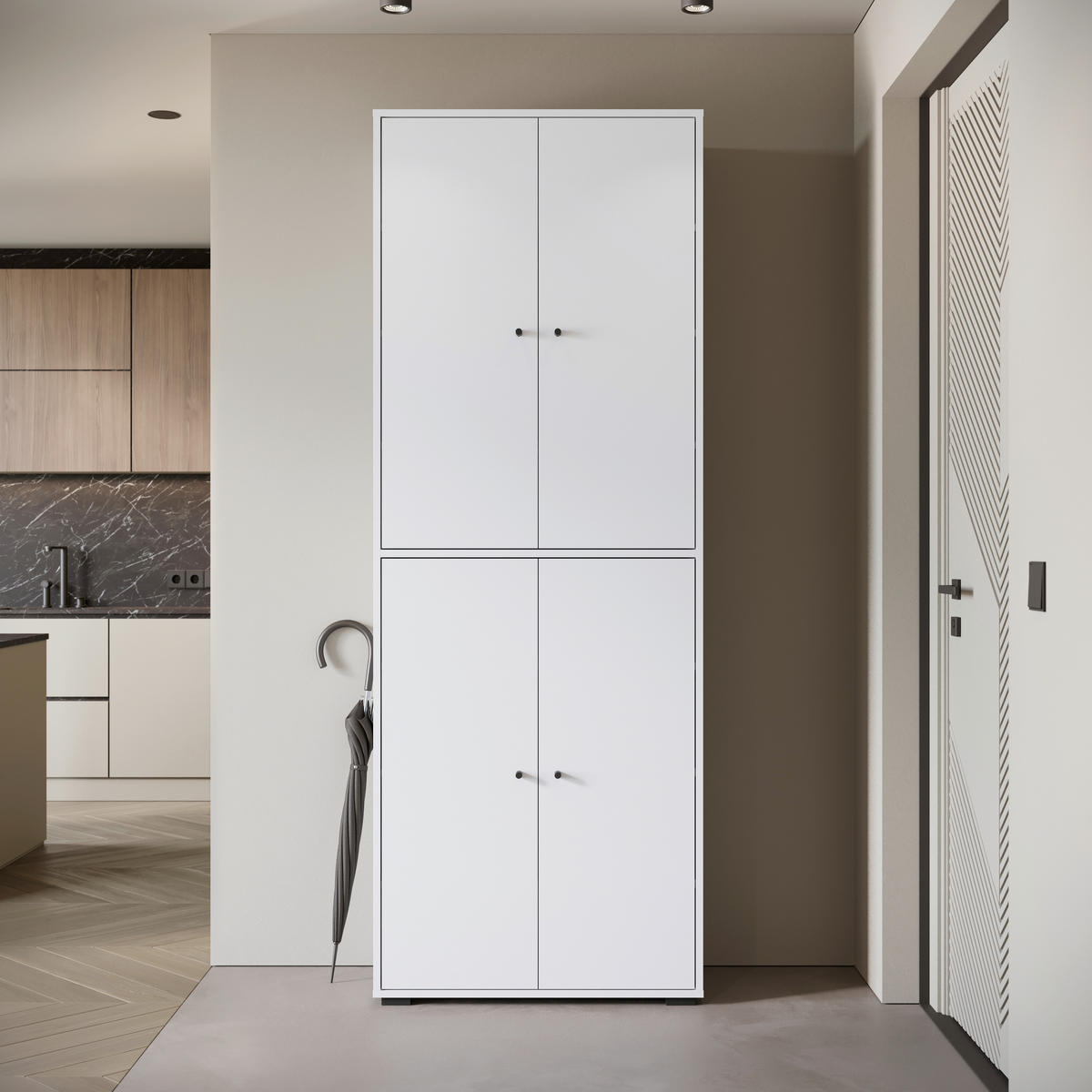 SKOSKÅP  i 70/190/33 cm  - vit/svart, Basics, metall/trämaterial (70/190/33cm) - P & B