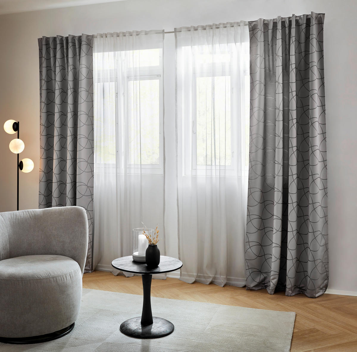 FERTIGVORHANG  halbtransparent  140/245 cm   - Silberfarben, KONVENTIONELL, Textil (140/245cm) - Dieter Knoll