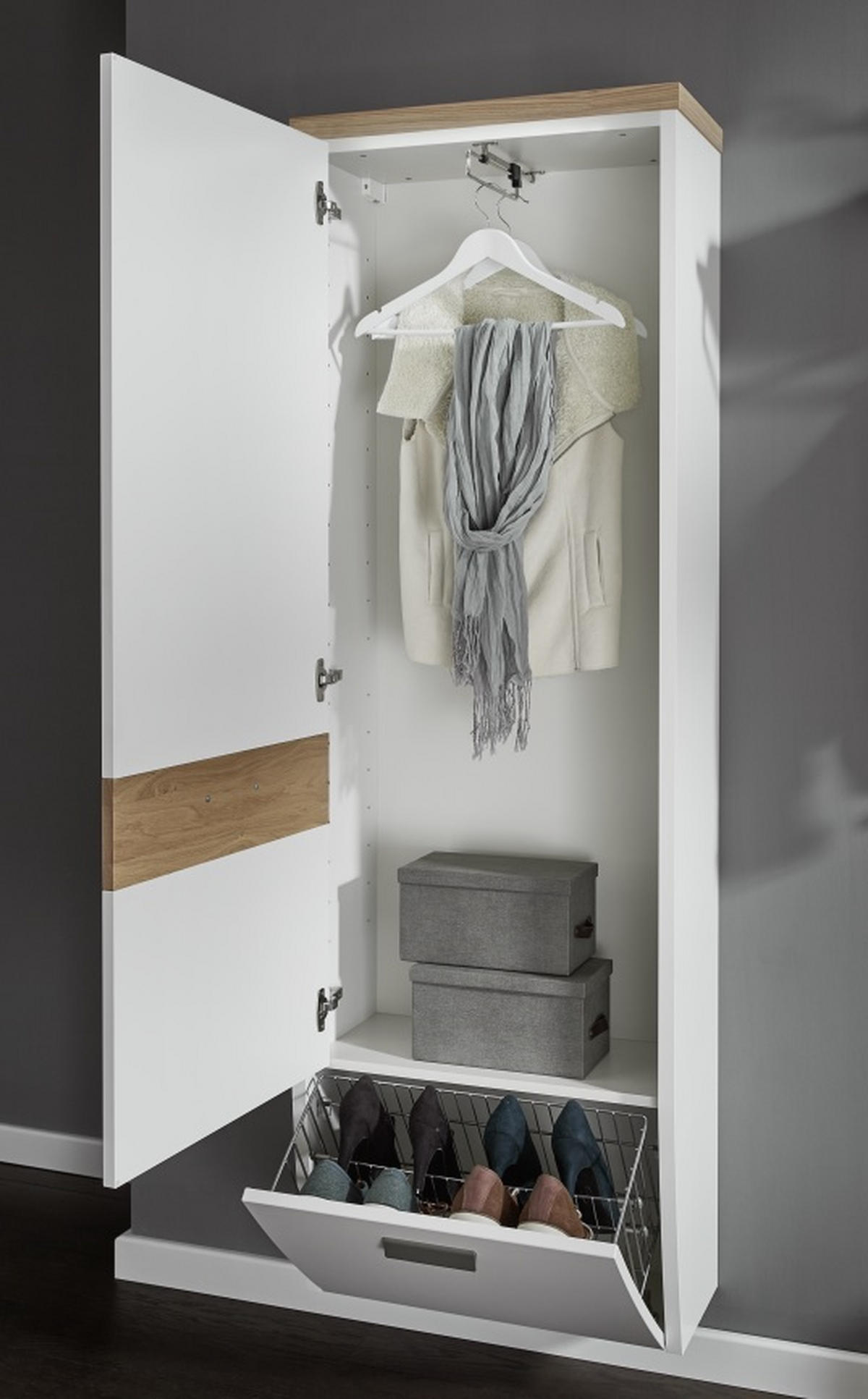 GARDEROBE 5-teilig  in 290/200/32 cm  - Eichefarben/Weiß, Design, Holz/Holzwerkstoff (290/200/32cm) - Dieter Knoll