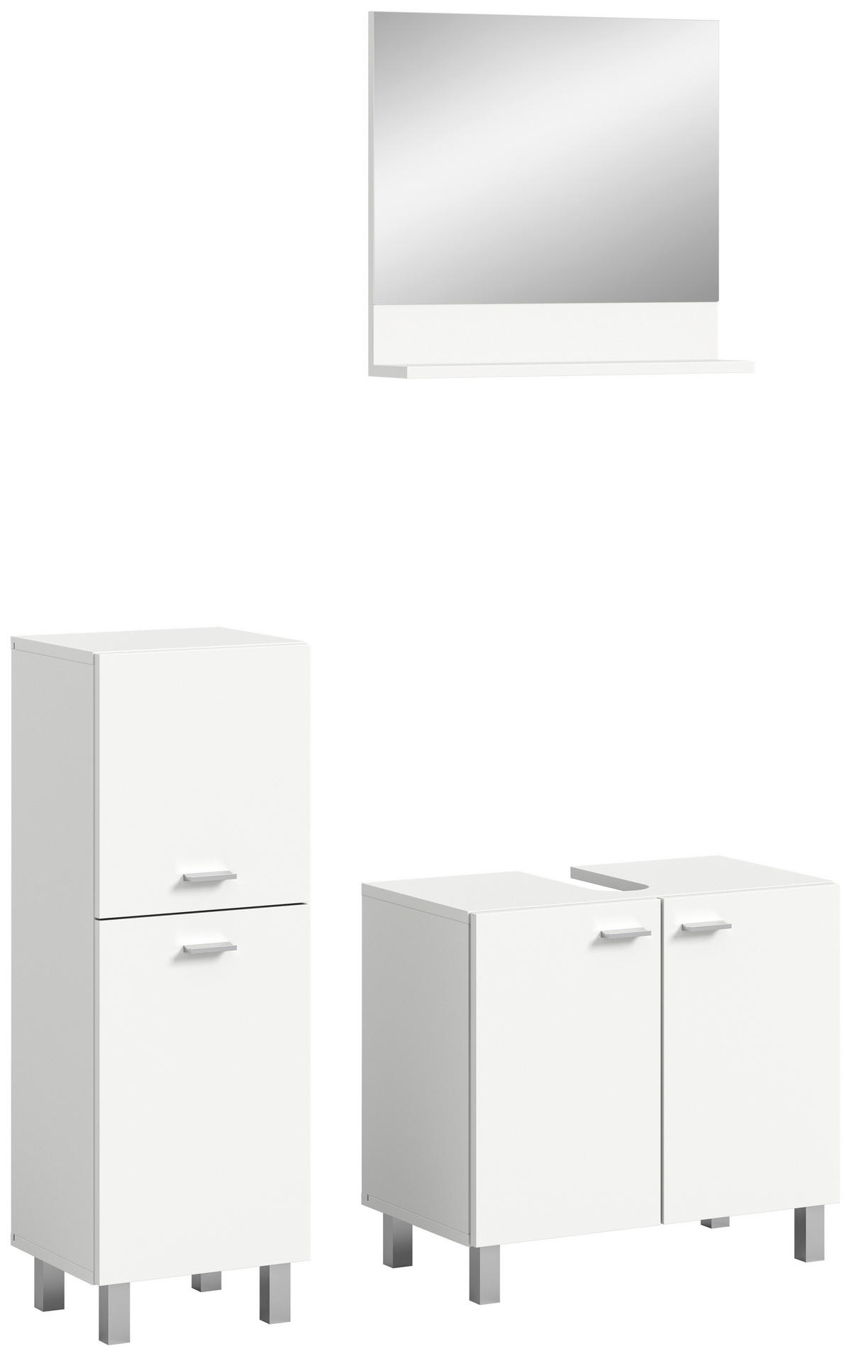 BADEZIMMER 3-teilig  in 87 cm  - Silberfarben/Weiß, MODERN, Glas/Holzwerkstoff (87cm) - MID.YOU