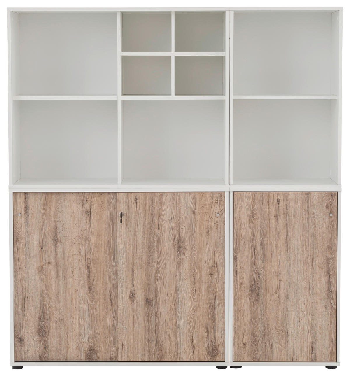 AKTENSCHRANK Weiß  - Wildeiche/Weiß, MODERN, Holzwerkstoff (165,2/151/41cm) - MID.YOU