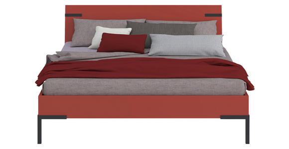 BETT 160/200 cm,  in Koralle  - Koralle/Schwarz, Design, Metall (160/200cm) - Xora