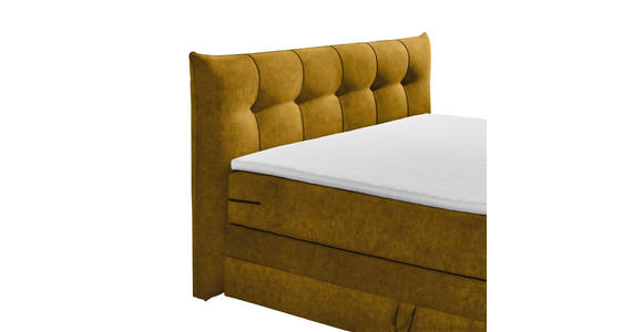BOXSPRINGBETT 180/200 cm in Senfgelb - Senfgelb/Schwarz, KONVENTIONELL, Kunststoff/Textil (180/200cm) - Esposa