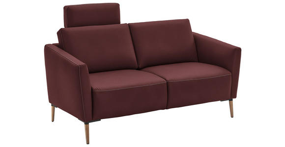 2-SITZER-SOFA  in Echtleder Bordeaux   - Eichefarben/Bordeaux, Natur, Leder/Holz (182/86/87cm) - Valnatura