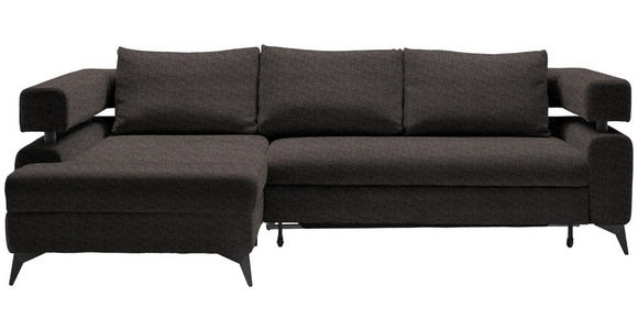 ECKSOFA in Chenille Dunkelbraun  - Dunkelbraun/Schwarz, KONVENTIONELL, Textil/Metall (184/265cm) - Hom`in