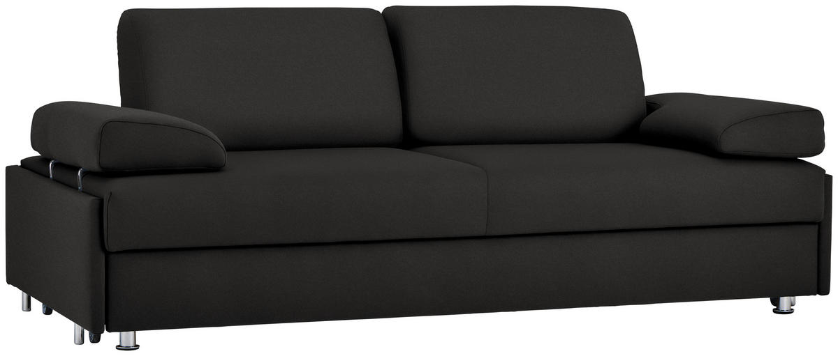 SCHLAFSOFA in Flachgewebe Schwarz  - Chromfarben/Schwarz, Design, Textil/Metall (212/84/100cm) - Bali