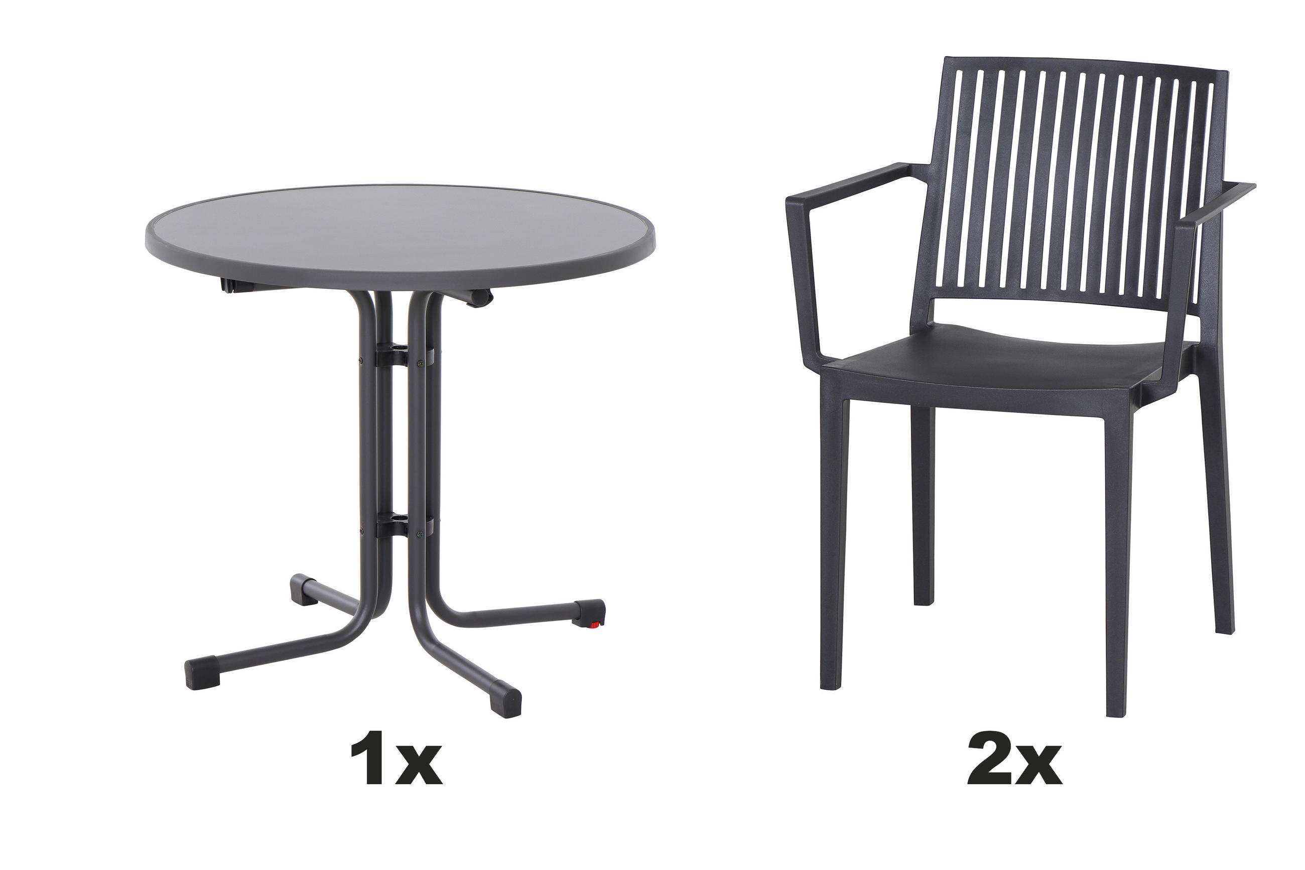 GARTENGARNITUR 3-teilig Stahl  - Anthrazit, Basics, Kunststoff/Metall (80/80/80cm) - Siena Garden