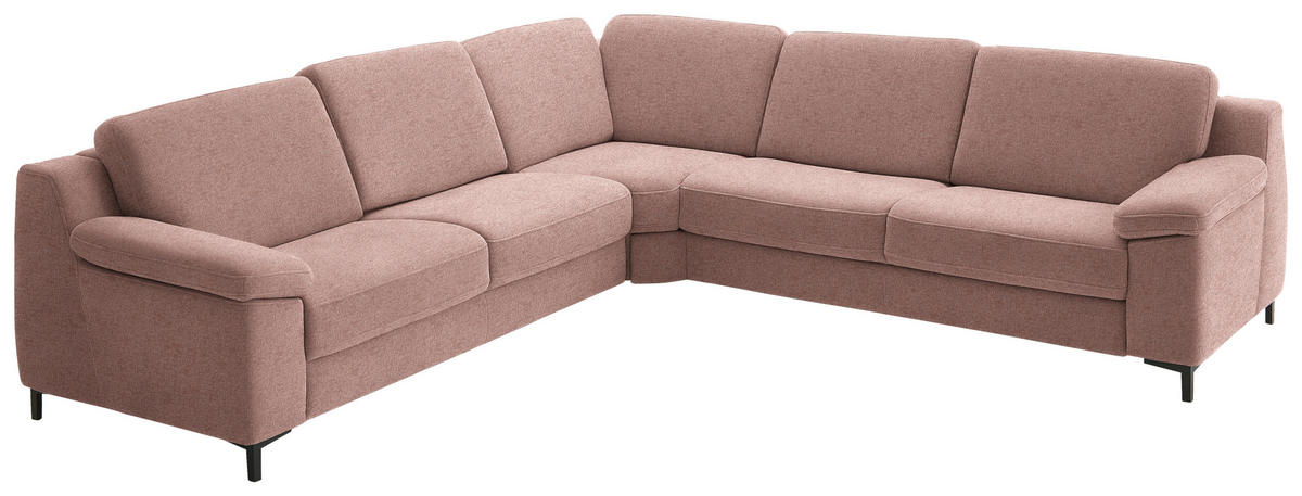 ECKSOFA in Chenille Altrosa  278/278 cm  - Schwarz/Altrosa, Design, Textil/Metall (278/278cm) - Valdera