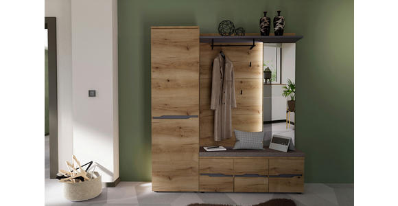 GARDEROBENBANK  in 120/48/38 cm  - Eichefarben/Graubraun, KONVENTIONELL, Kunststoff/Textil (120/48/38cm) - Xora