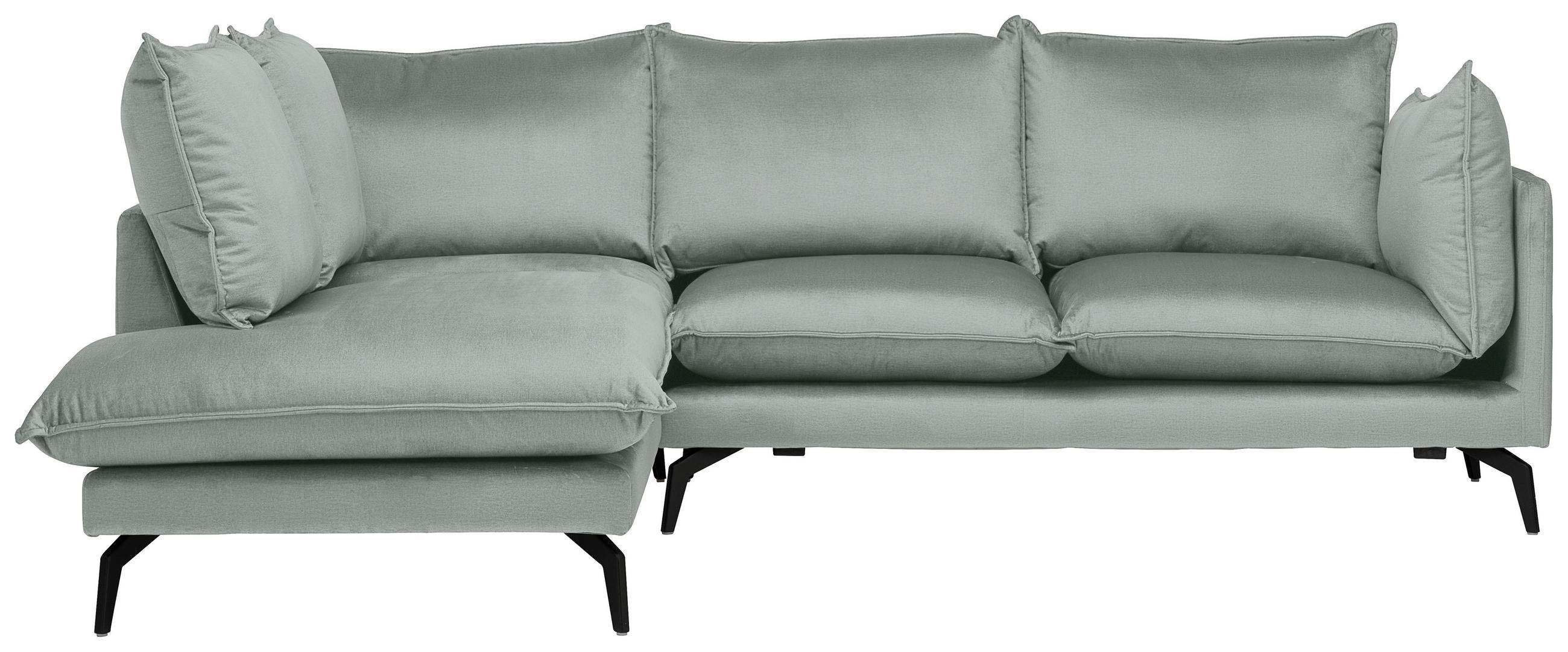 ECKSOFA in Samt Hellgrau  - Hellgrau/Schwarz, Design, Textil/Metall (200/241cm) - Carryhome