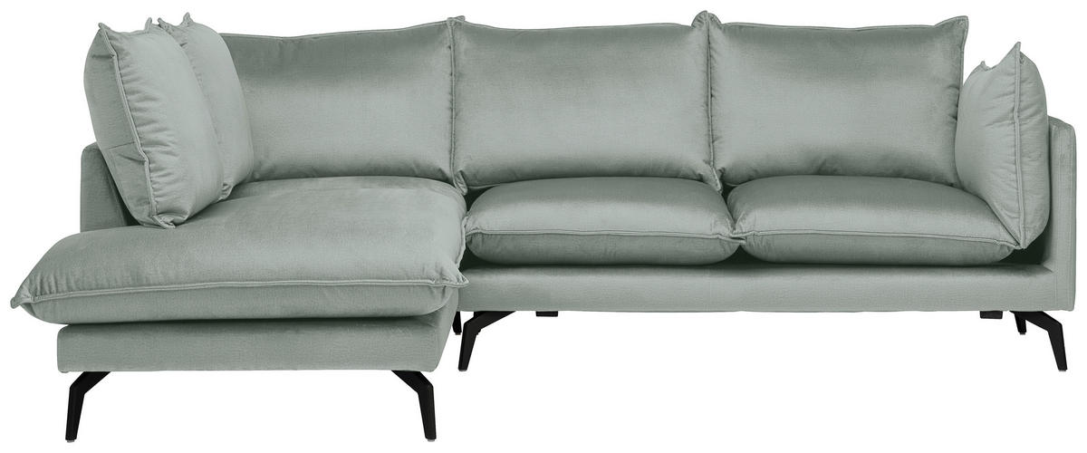 HÖRNSOFFA i sammet ljusgrå  - ljusgrå/svart, Design, metall/textil (200/241cm) - Carryhome
