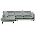 ECKSOFA in Samt Hellgrau  - Hellgrau/Schwarz, Design, Textil/Metall (200/241cm) - Carryhome