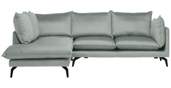 ECKSOFA in Samt Hellgrau  - Hellgrau/Schwarz, Design, Textil/Metall (200/241cm) - Carryhome