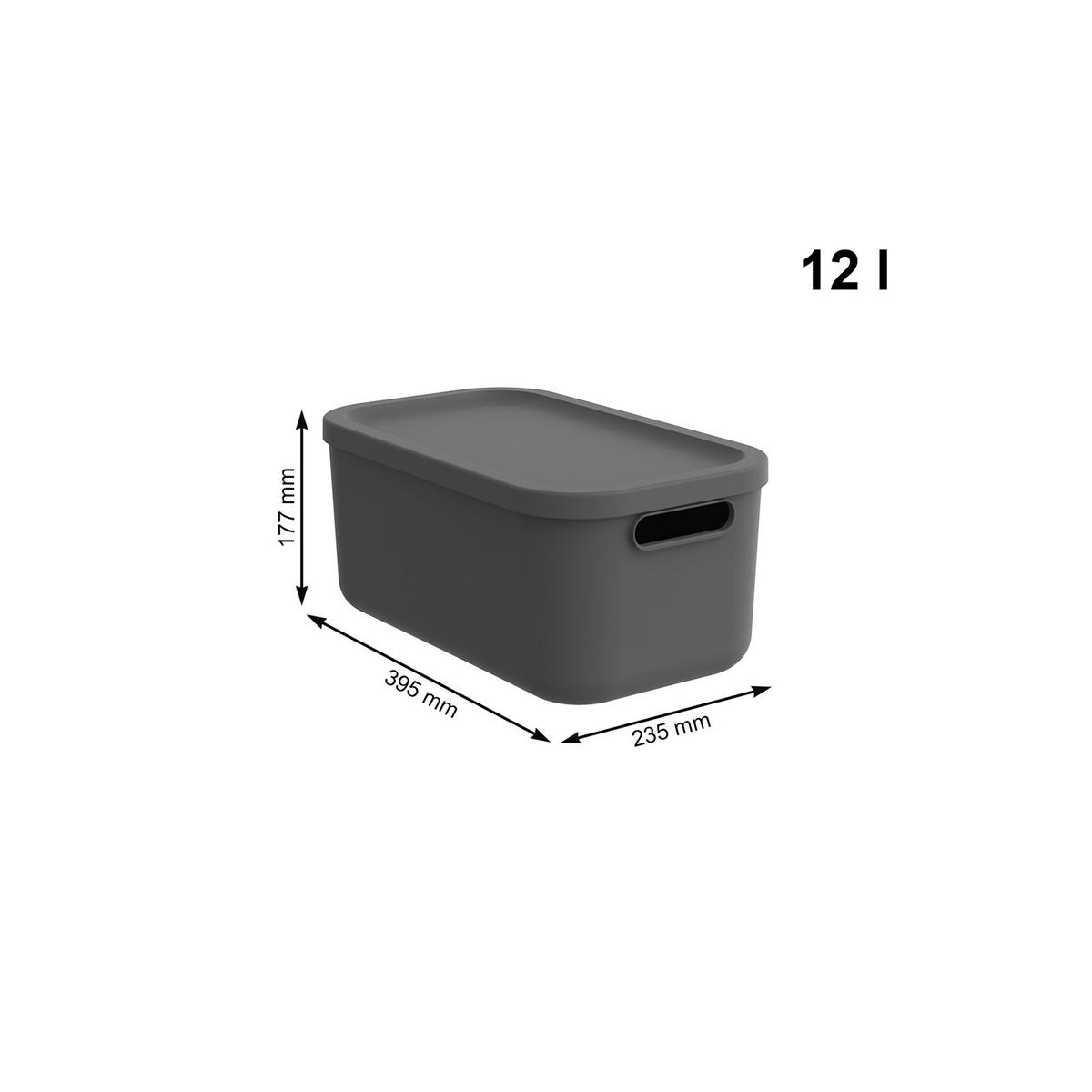 KUTIJA S POKLOPCEM  39,5/23,5/17,7 cm       - antracit, Basics, plastika (39,5/23,5/17,7cm) - Rotho
