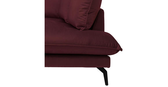 ECKSOFA Bordeaux Samt  - Bordeaux/Schwarz, Design, Textil/Metall (241/200cm) - Carryhome