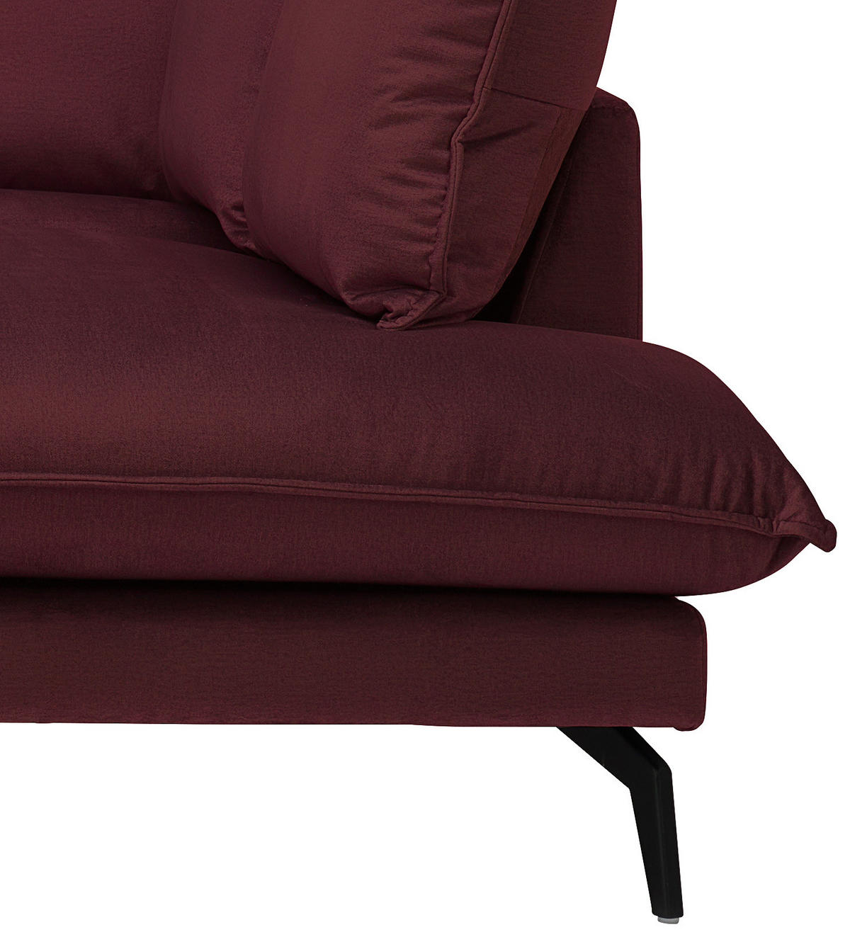 ECKSOFA Bordeaux Samt  - Bordeaux/Schwarz, Design, Textil/Metall (241/200cm) - Carryhome