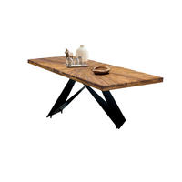 ESSTISCH 200/100/76,4 cm Echtholz  Holz, Metall rechteckig Naturfarben, Schwarz  - Schwarz/Naturfarben, MODERN, Holz/Metall (200/100/76,4cm) - MID.YOU