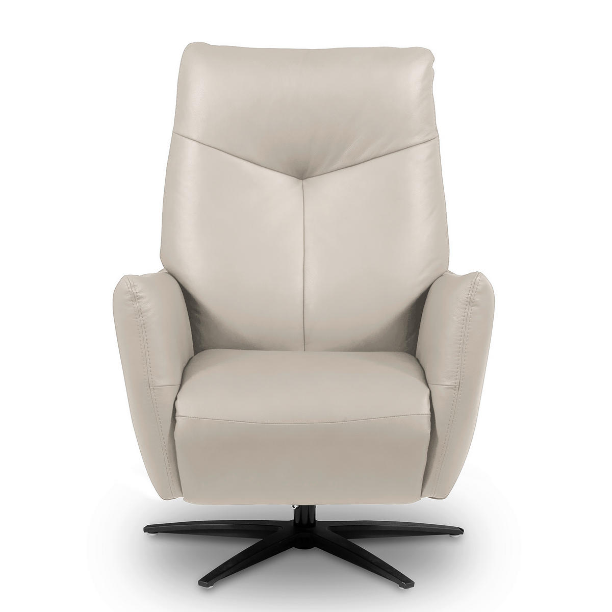 RELAXSESSEL Leder Hellgrau  - Hellgrau/Schwarz, Design, Leder/Metall (76/107/88cm) - Livetastic