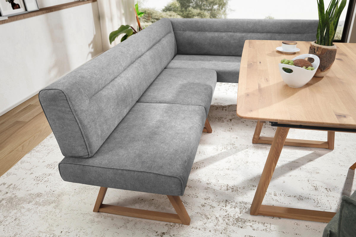 ECKBANK in Holz, Textil Eichefarben, Hellgrau  - Eichefarben/Hellgrau, Konventionell, Holz/Textil (230/170cm) - Moderano